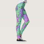 Fun Paars en Green Flowers Leggings (Rechts)