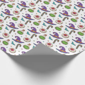 Fun Paars Halloween, Green Magic Witchy Bottle Wra Cadeaupapier (Hoek)