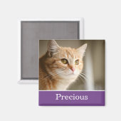 Fun Paars Personalized Pet Photo Magnet Magneet (Voorkant / Achterkant)