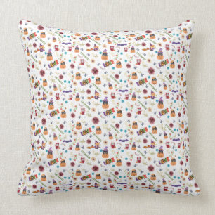 Fun Paars Pet Catoween, Cute Oranje Pumpkin Kussen