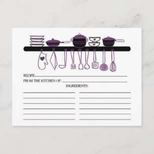 Fun Paarse Kitchen Gadgets Bridal Recipards Briefkaart