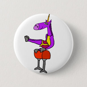 Fun Paarse Unicorn over Pommel Horse Gymnastics Ar Ronde Button 5,7 Cm