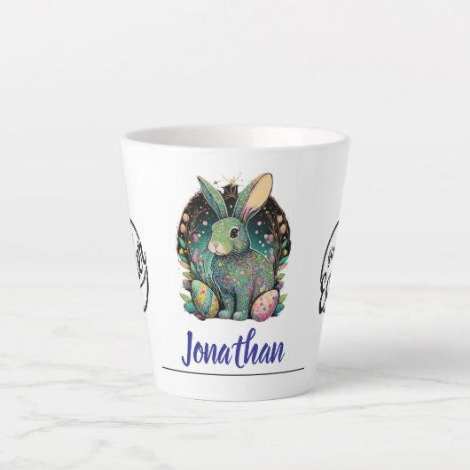 Fun Paashaas gepersonaliseerd Latte Mok (Voorkant)