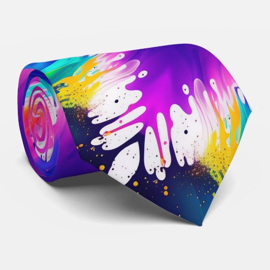 Fun Paint Splatter Colorful Stropdas (Opgerold)