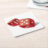 Fun Pair of Dice Vierkante Kartonnen Onderzetter (Schuin)