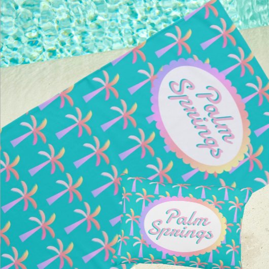 Fun Palm Springs Tropische Turquoise Palm Tree Strandlaken