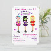 Fun Pamper Party Girls Birthday Invites Kaart (Staand voorkant)