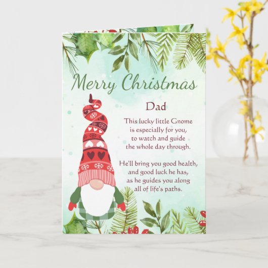 Fun Pap Kerstmis Lucky Gnome Blank Card Kaart (Gele Bloem)