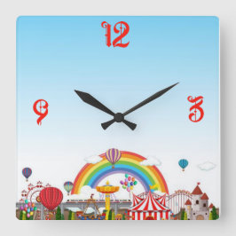 Fun park vierkante klok