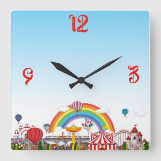 Fun park vierkante klok (Voorkant)