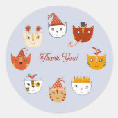 Fun Party Cat Dank je Ronde Sticker (Voorkant)