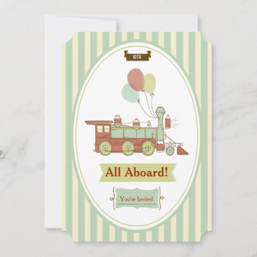 Fun Party Train 10th Birthday Invitation (Devant)