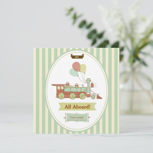 Fun Party Train 10th Birthday Invitation (Debout devant)