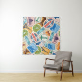 Fun Passport Stamps Tapestry Wandkleed (In Situ (horizontaal))