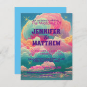 Fun Pastel Cotton Candy Clouds Faire-part de maria (Devant / Derrière)