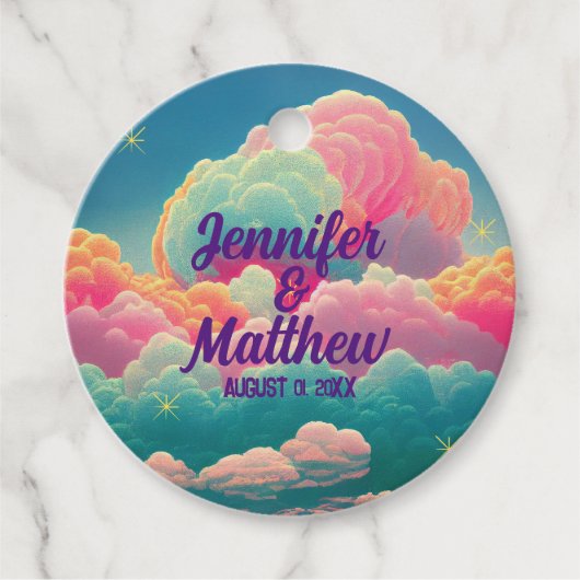 Fun Pastel Cotton Snoep Clouds Bedankjes Labels (Voorkant)