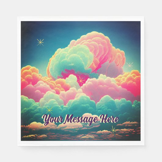 Fun Pastel Cotton Snoep Clouds Servet (Voorkant)