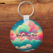 Fun Pastel Cotton Snoep Clouds Sleutelhanger (Voorkant)