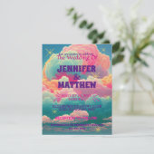 Fun Pastel Cotton Snoep Clouds Weddenschap Kaart (Staand voorkant)