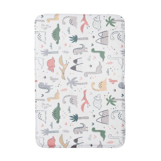 Fun Pastel Dinosaur Scene Pattern Badmat (Voorkant Verticaal)