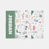 Fun Pastel Dinosaur Scene Pattern Fleece Deken (Voorkant (Horizontaal))