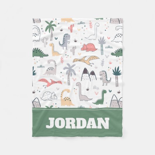Fun Pastel Dinosaur Scene Pattern Fleece Deken (Voorkant)
