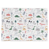 Fun Pastel Dinosaur Scene Pattern Groot Cadeauzakje (Achterkant)