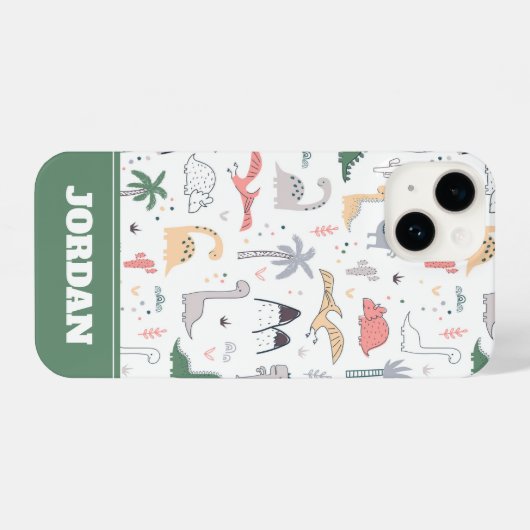 Fun Pastel Dinosaur Scene Pattern iPhone Hoesje (Achterkant horizontaal)