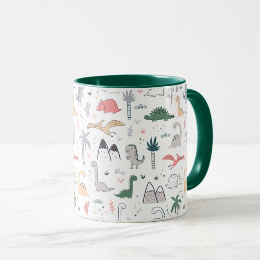 Fun Pastel Dinosaur Scene Pattern Mok (Voorkant rechts)