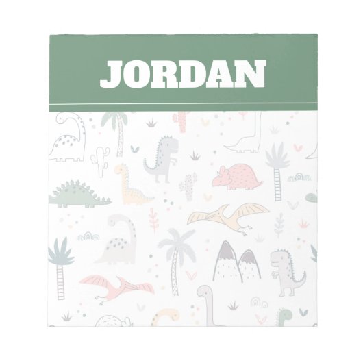 Fun Pastel Dinosaur Scene Pattern Notitieblok (Voorkant)