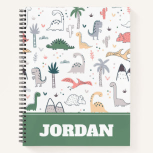Fun Pastel Dinosaur Scene Pattern Notitieboek