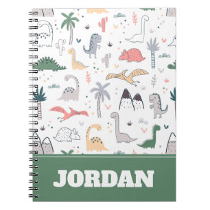 Fun Pastel Dinosaur Scene Pattern Notitieboek