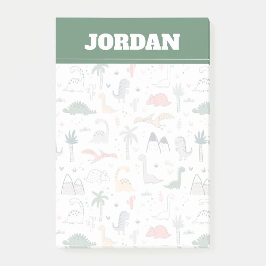 Fun Pastel Dinosaur Scene Pattern Post-it® Notes (Voorkant)