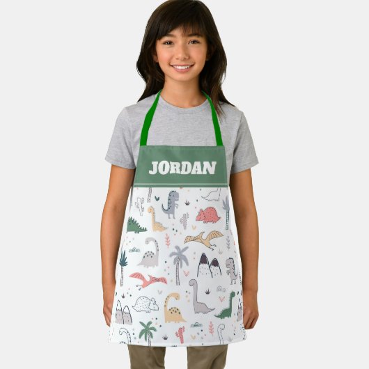 Fun Pastel Dinosaur Scene Pattern Schort (Insitu)