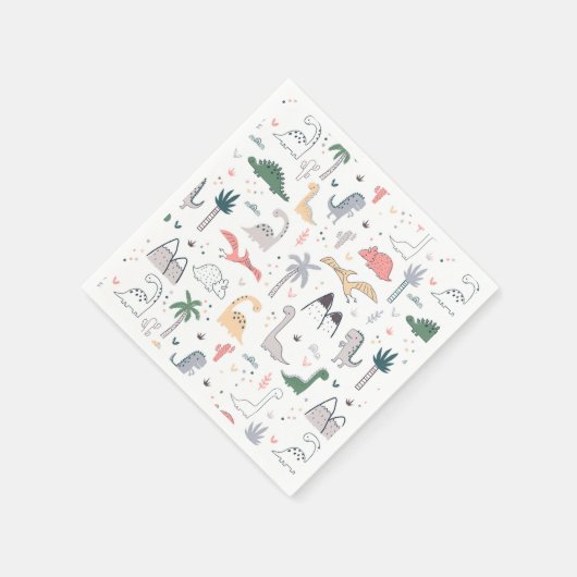 Fun Pastel Dinosaur Scene Pattern Servet (Hoek)