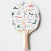 Fun Pastel Dinosaur Scene Pattern Tafeltennisbatje (Voorkant)