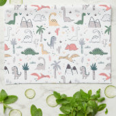 Fun Pastel Dinosaur Scene Pattern Theedoek (Gevouwen)