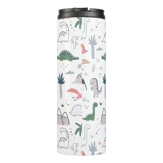 Fun Pastel Dinosaur Scene Pattern Thermosbeker (Achterkant)