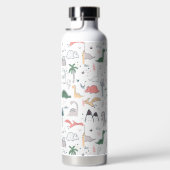 Fun Pastel Dinosaur Scene Pattern Waterfles (Rechts)