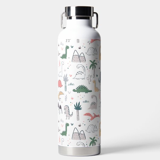 Fun Pastel Dinosaur Scene Pattern Waterfles (Voorkant)