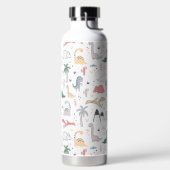 Fun Pastel Dinosaur Scene Pattern Waterfles (Links)