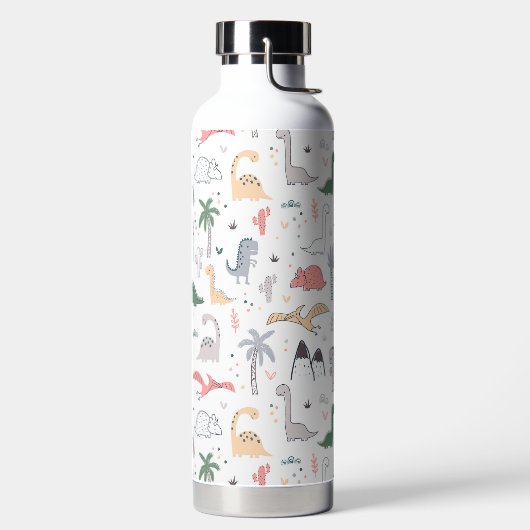 Fun Pastel Dinosaur Scene Pattern Waterfles (Links)