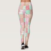 Fun Pastel Shabby Chic Patchwork Patroon Leggings (Achterkant)