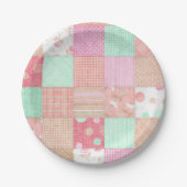 Fun Pastel  Shabby Chic Patchwork Patroon Papieren Bordje (Voorkant)