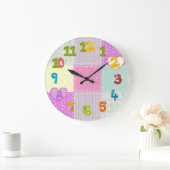 Fun patchwork-klok met funky getallen voor kindere grote klok (Huis)