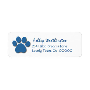 Fun Paw Print voor Hondenliefhebber V02 BLUE Etiket