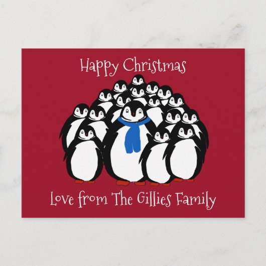 Fun Penguin Family KerstBriefkaart Feestdagenkaart (Voorkant)