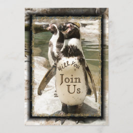 Fun Penguin Foto Zoo Wedding Invitations Kaart