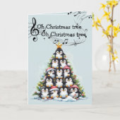 Fun Penguin Oh Christmas Tree Musical Kaart (Gele Bloem)