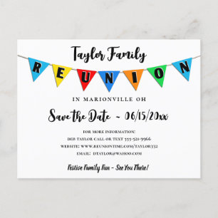 Fun Pennant Family Reunion Save the Date Briefkaar Briefkaart